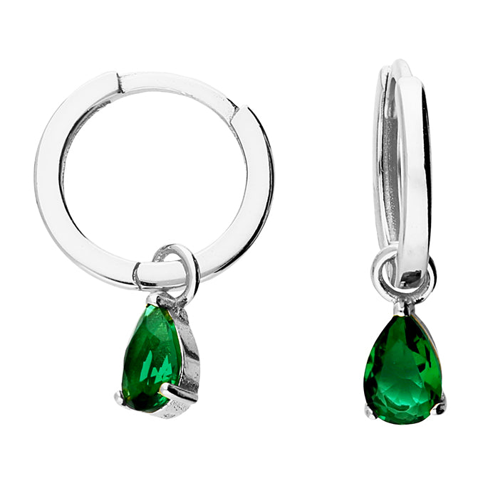 Green Huggie Earrings