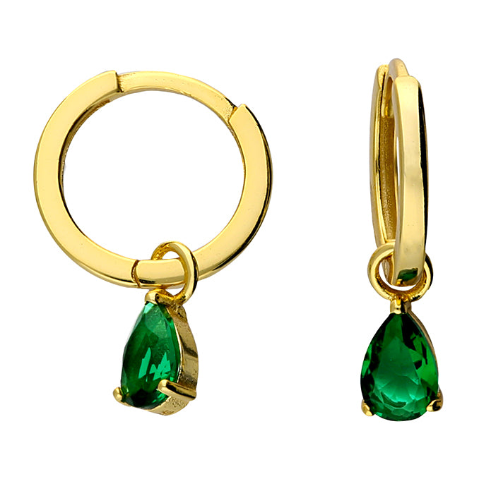 Green Huggie Earrings