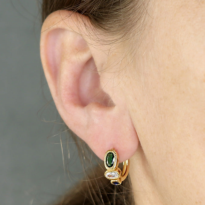 Three Colour Huggie Earrings
