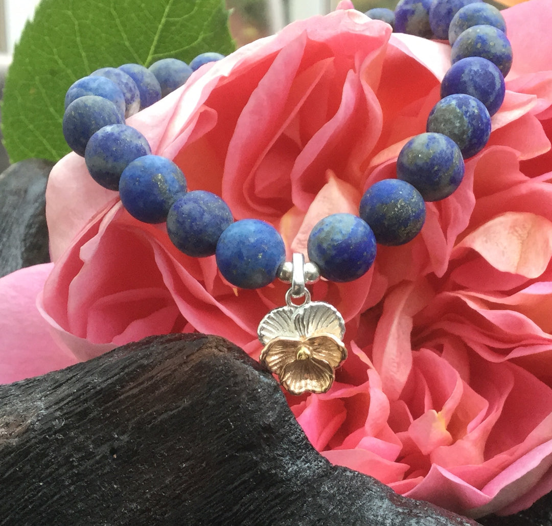 Lapis Bracelet With Violet Charm
