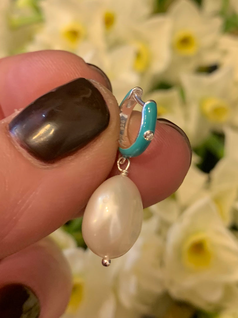 Turquoise pearl earrings