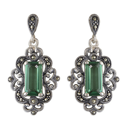 Green Art Nouveau Earrings