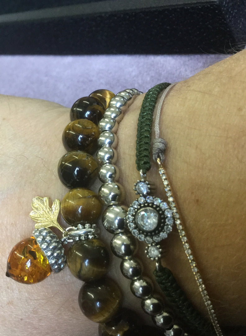 Tiger's Eye Bracelet With Acorn Charm