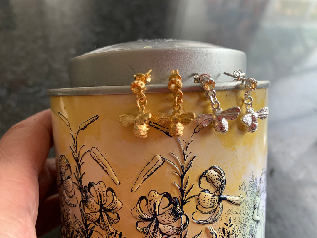 Bee with Citrine Earrings