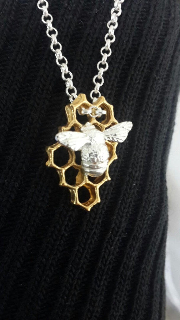 Bee and Honeycomb Pendant