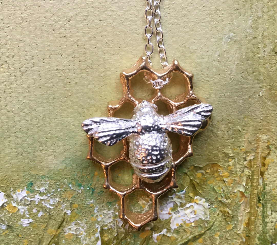 Bee and Honeycomb Pendant