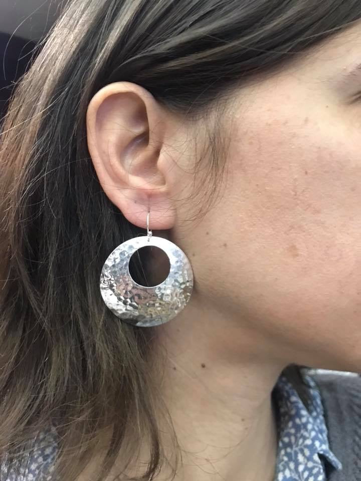 Hammered Statement Drop Earrings