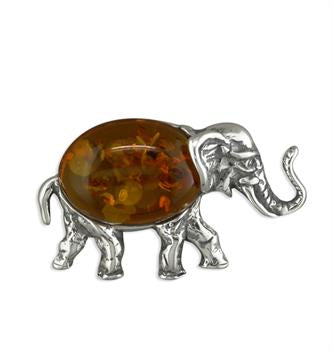 Amber Elephant Brooch