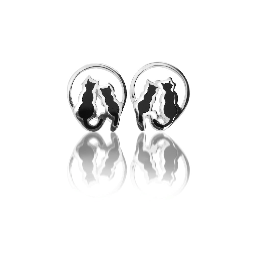 Cats and Moon Drop Earrings