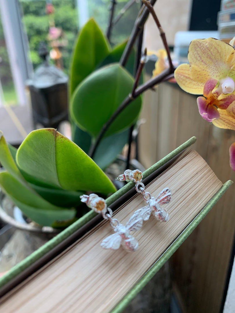 Bee with Citrine Earrings