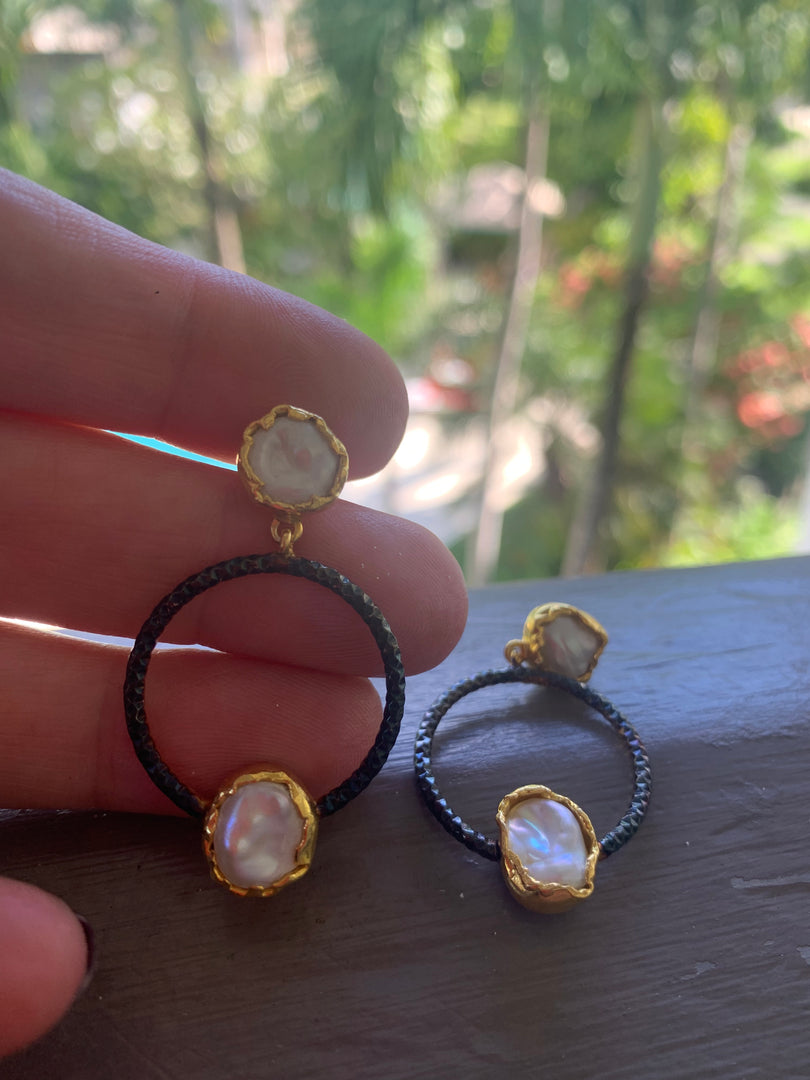 Pearls With Hoop Earrings