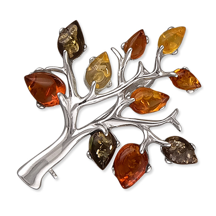 Amber Tree Brooch
