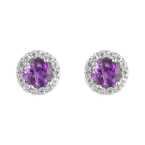 Amethyst Round Stud Earrings
