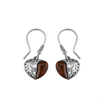 Amber Heart Earrings