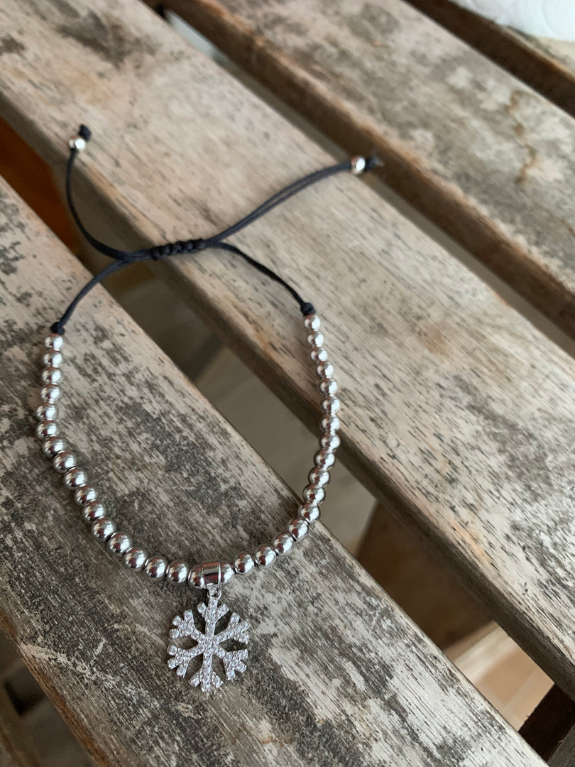 Beaded Bracelet with Snowflake Charm