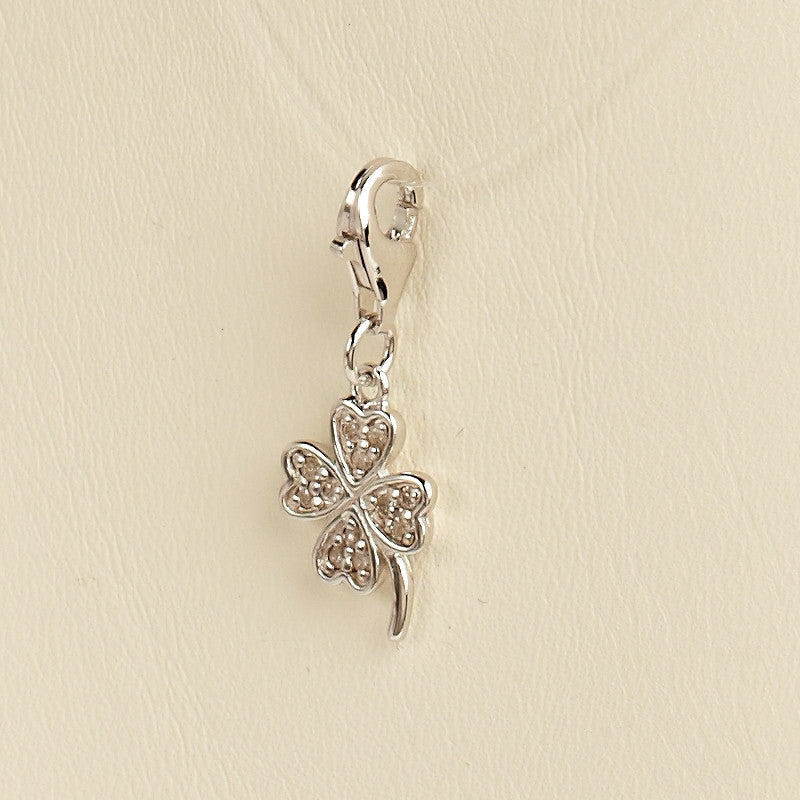 Sterling silver and C.Z clip on 4 leaf clover charm. Make your own luck in life...