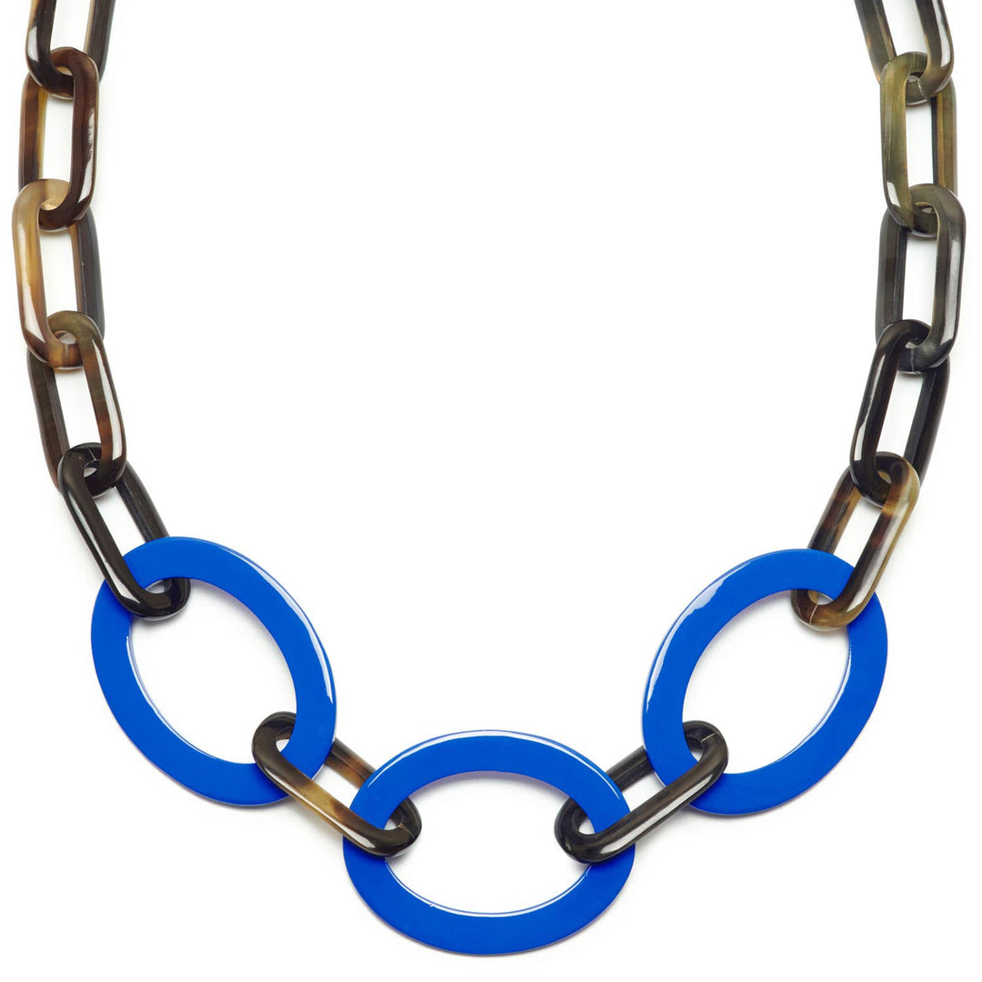 Black & Blue Oval Link statement Necklace Jewellery for wome