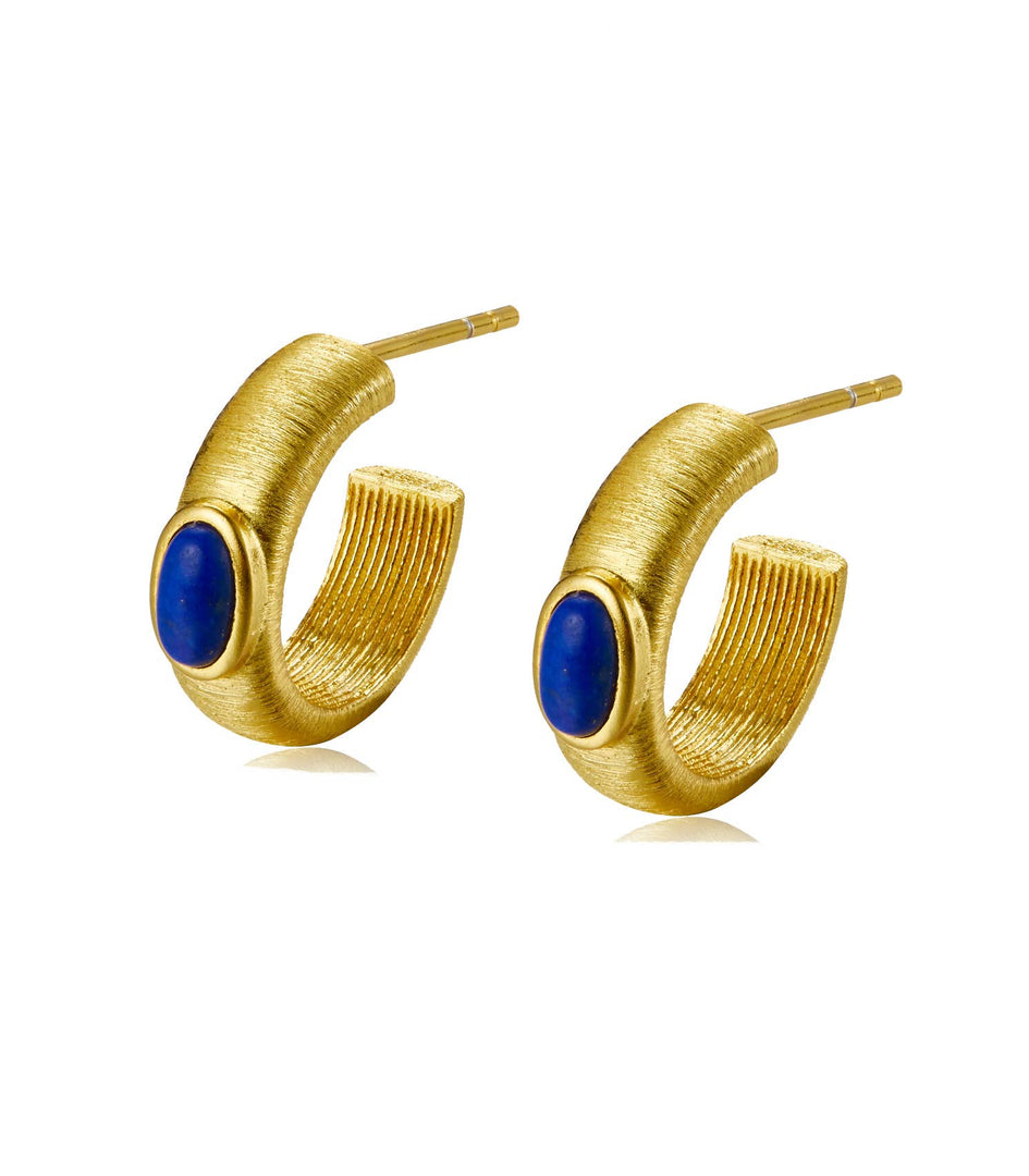 Blue Lapis Gold Vermeil Hoop Earrings