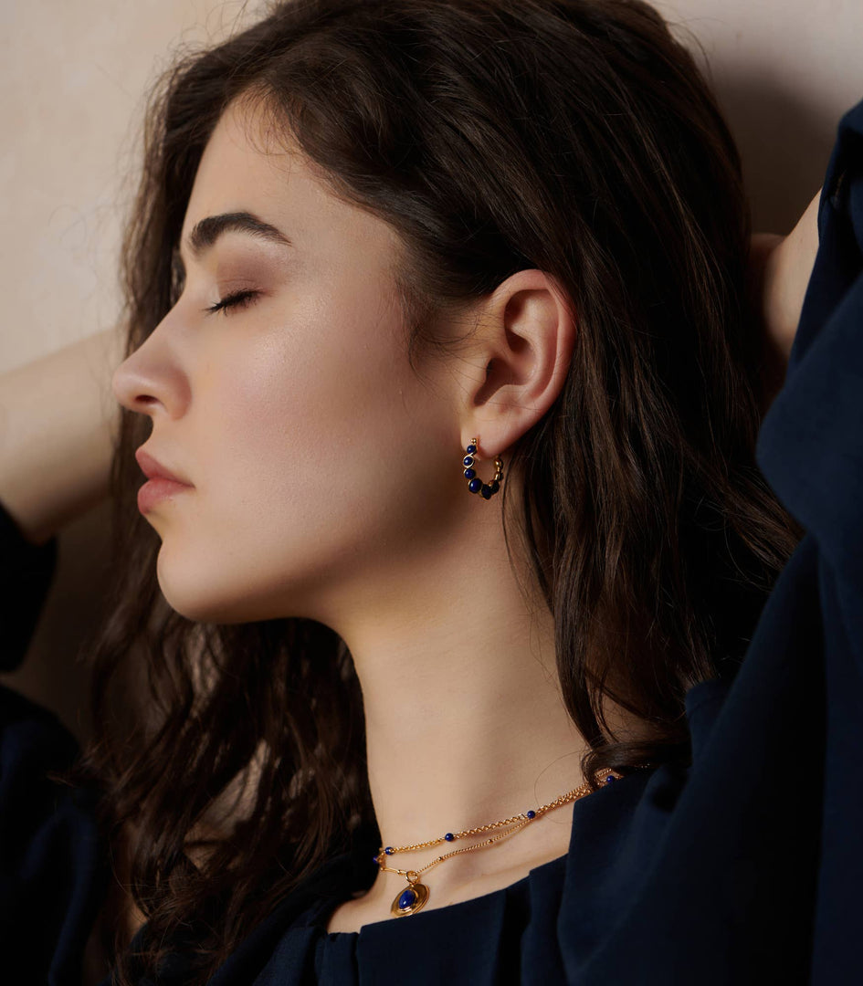 Nile Blue Lapis Hoop Earrings