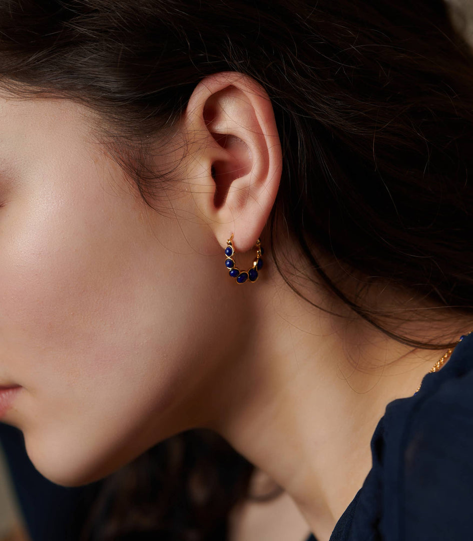 Nile Blue Lapis Hoop Earrings