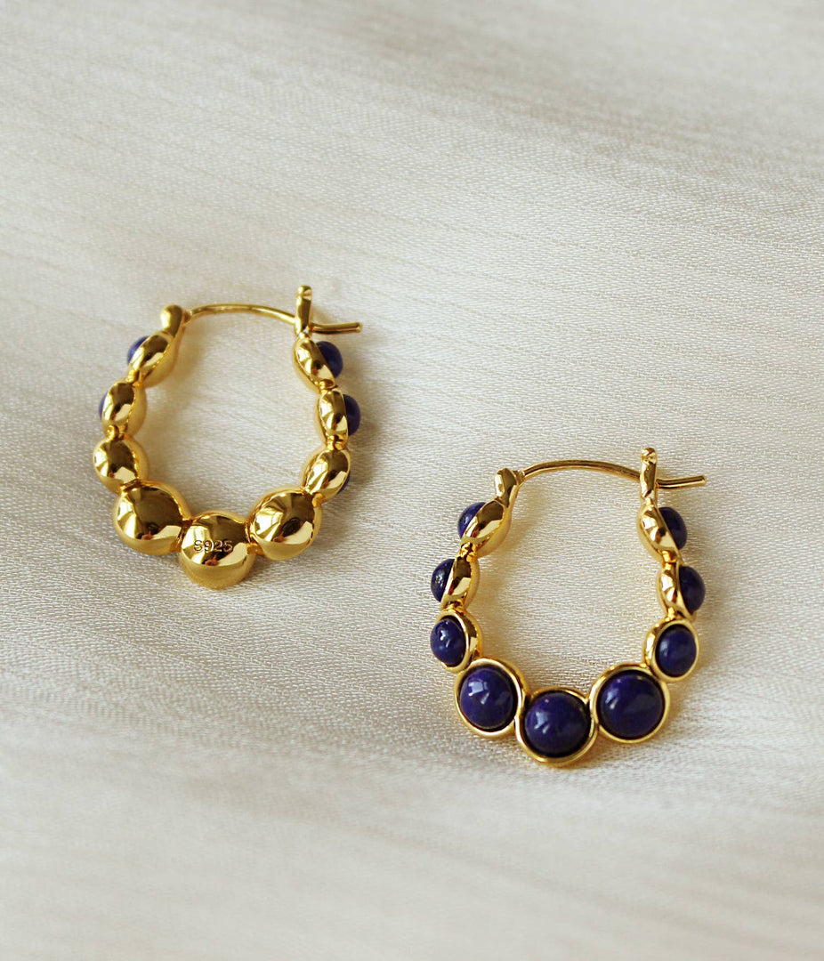 Nile Blue Lapis Hoop Earrings