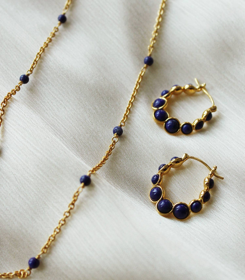 Nile Blue Lapis Hoop Earrings
