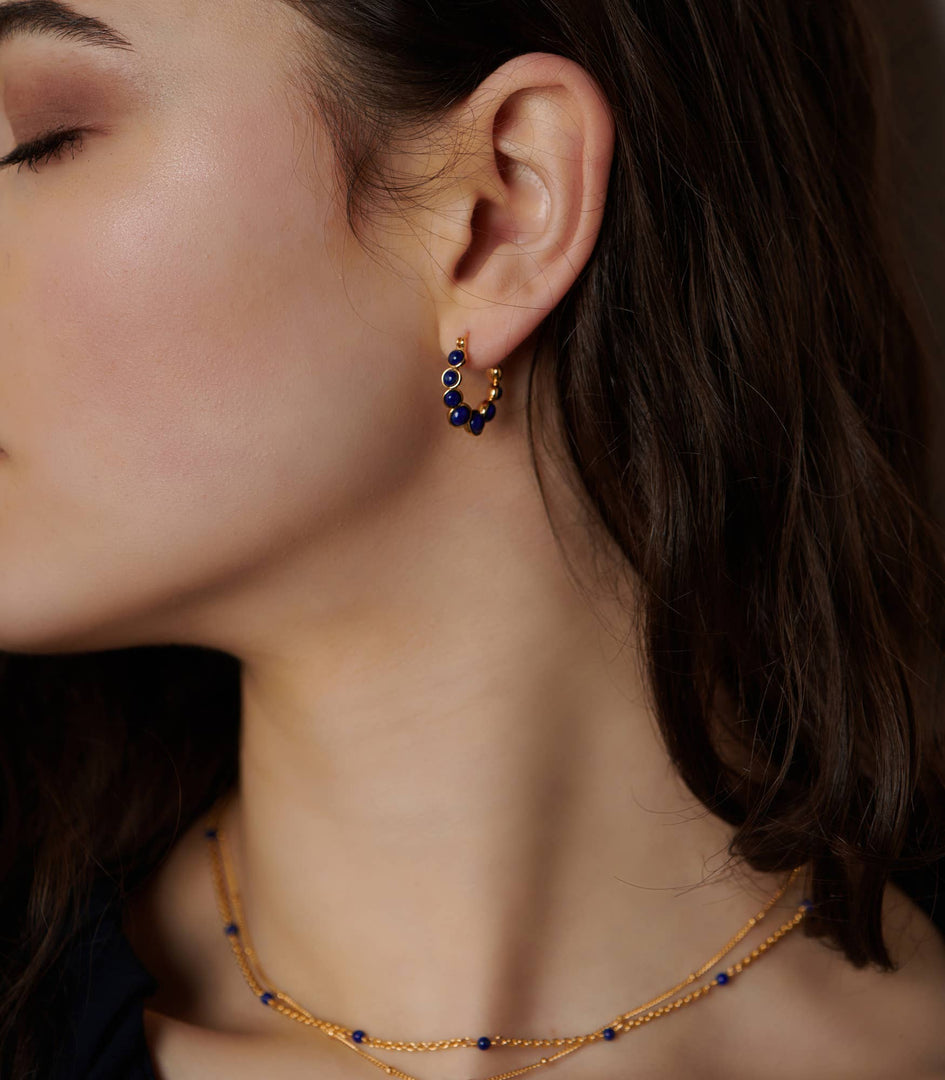 Nile Blue Lapis Hoop Earrings