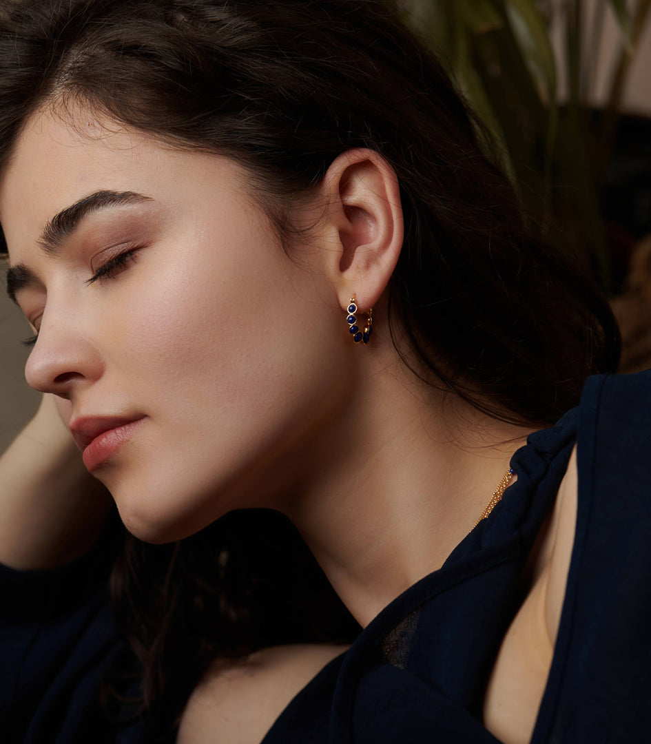 Nile Blue Lapis Hoop Earrings