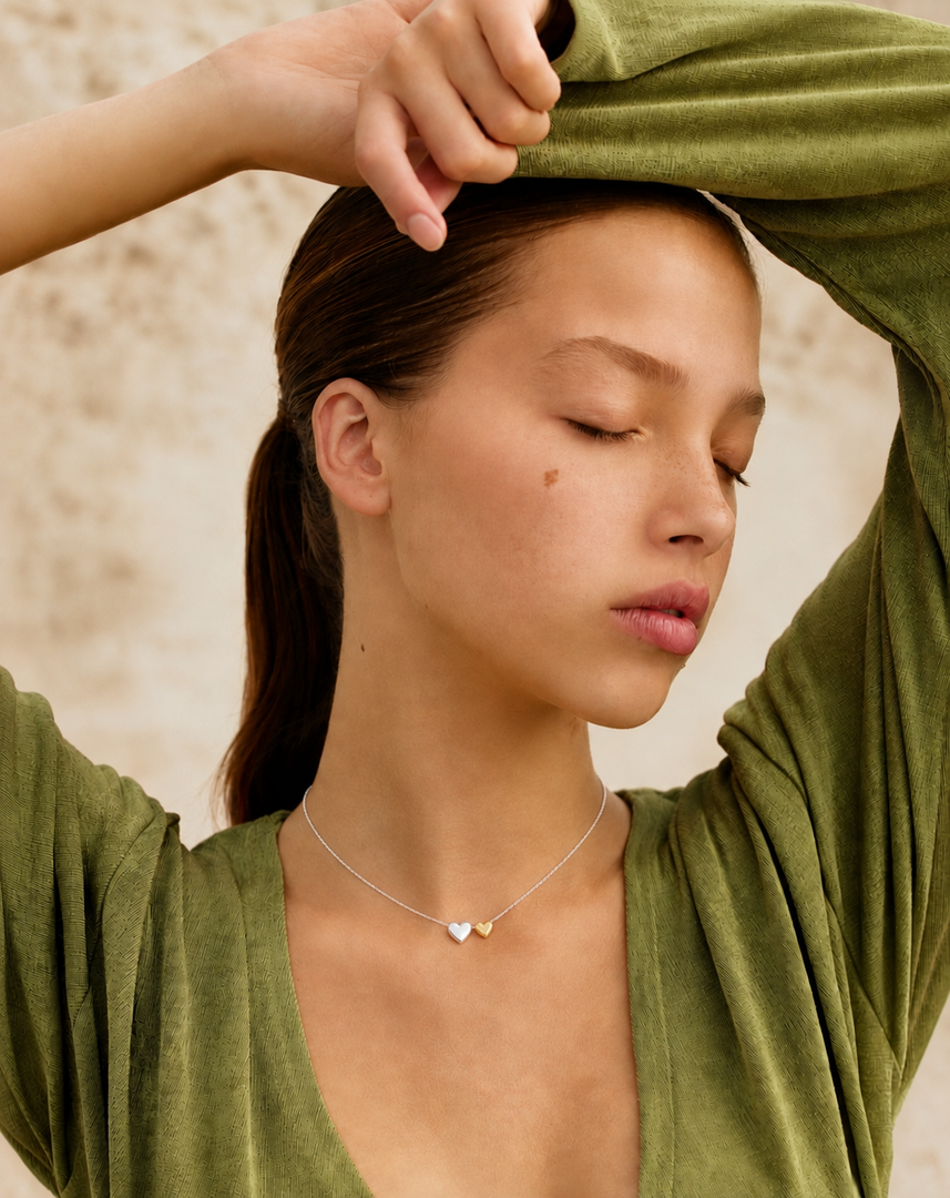 Double Heart Pendant (14k Gold)