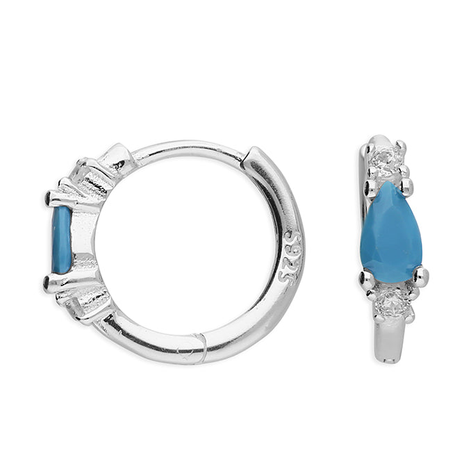 Turquoise Teardrop Huggies