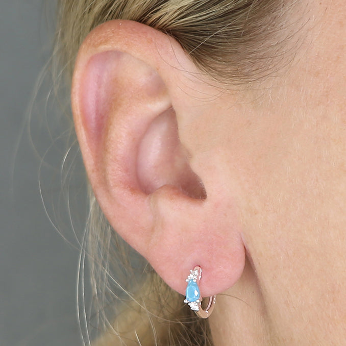 Turquoise Teardrop Huggies