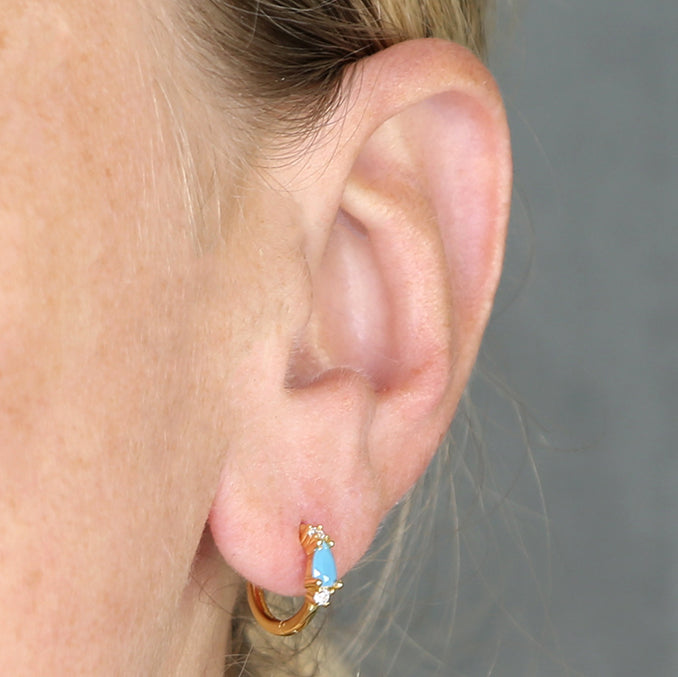 Turquoise Teardrop Huggies