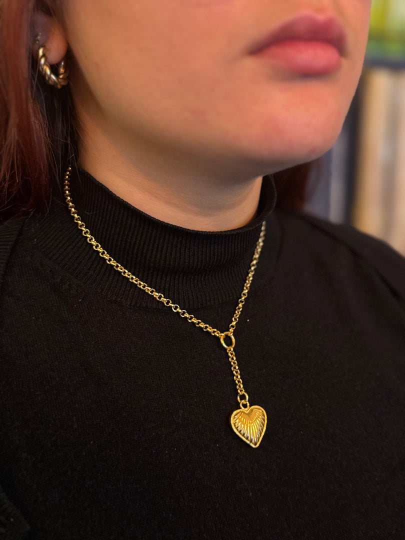 Puffed Heart Charm Necklace