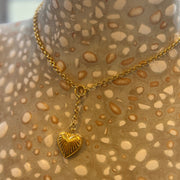 Puffed Heart Charm Necklace