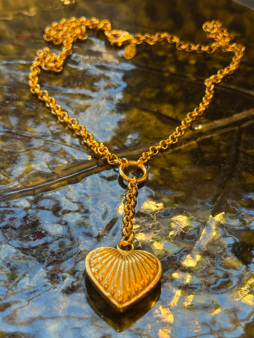 Puffed Heart Charm Necklace