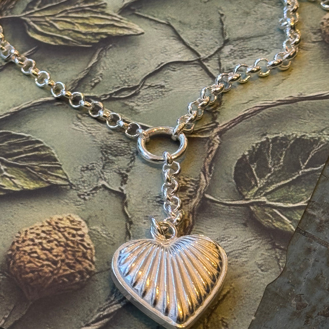 Puffed Heart Charm Necklace