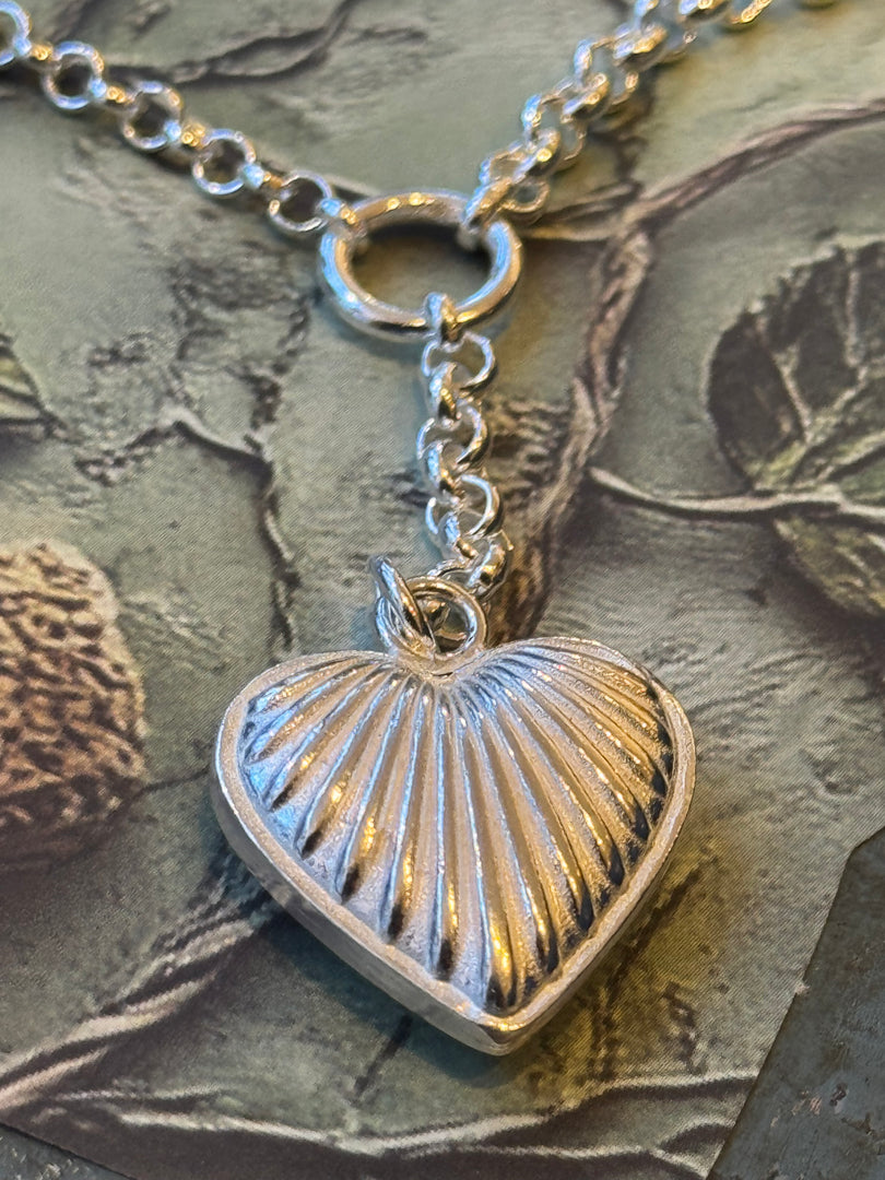 Puffed Heart Charm Necklace