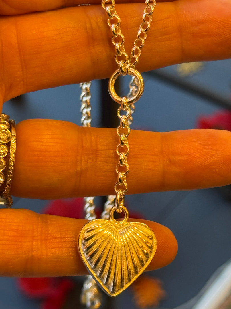 Puffed Heart Charm Necklace