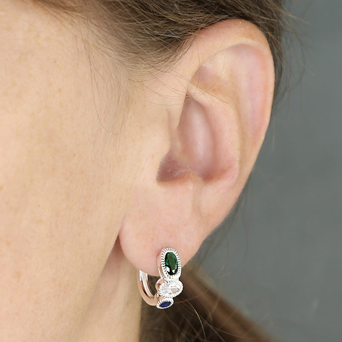 Three Colour Huggie Earrings