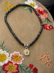 Hematite Bracelet With Daisy Charm
