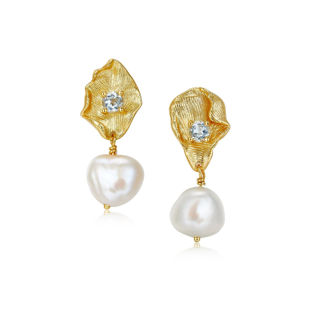Toul Pearl Gold Vermeil  Topaz Pearl Earrings