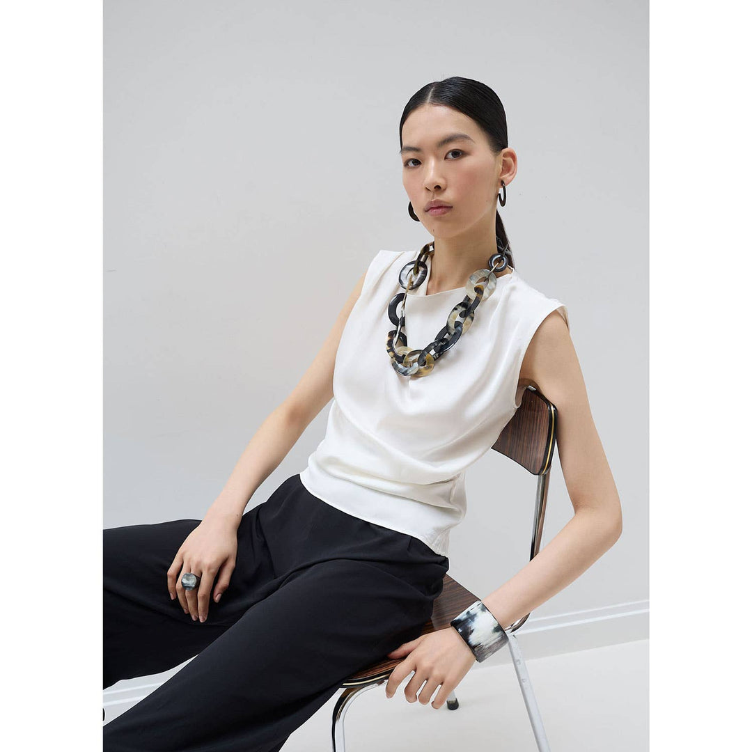 Black natural Oval Link horn Necklace jewelry gift for Women
