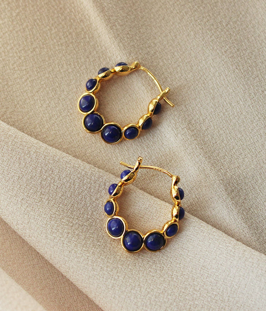 Nile Blue Lapis Hoop Earrings