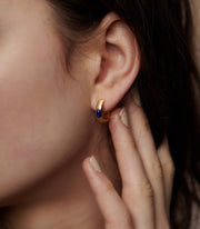 Blue Lapis Gold Vermeil Hoop Earrings