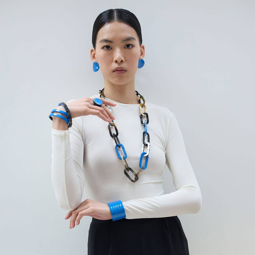 Bright blue Horn summer jewellery Cuff Bracelet for Women