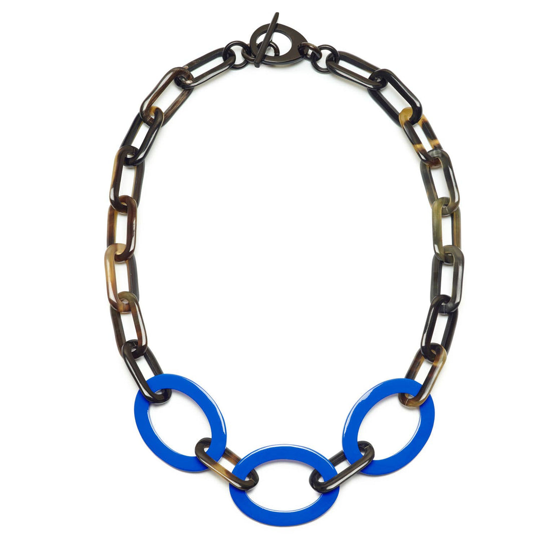 Black & Blue Oval Link statement Necklace Jewellery for wome