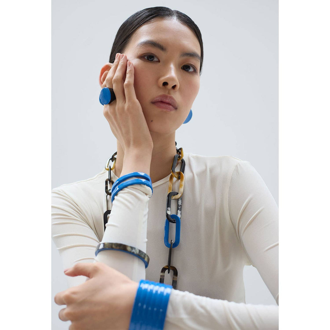 Bright blue Horn summer jewellery Cuff Bracelet for Women