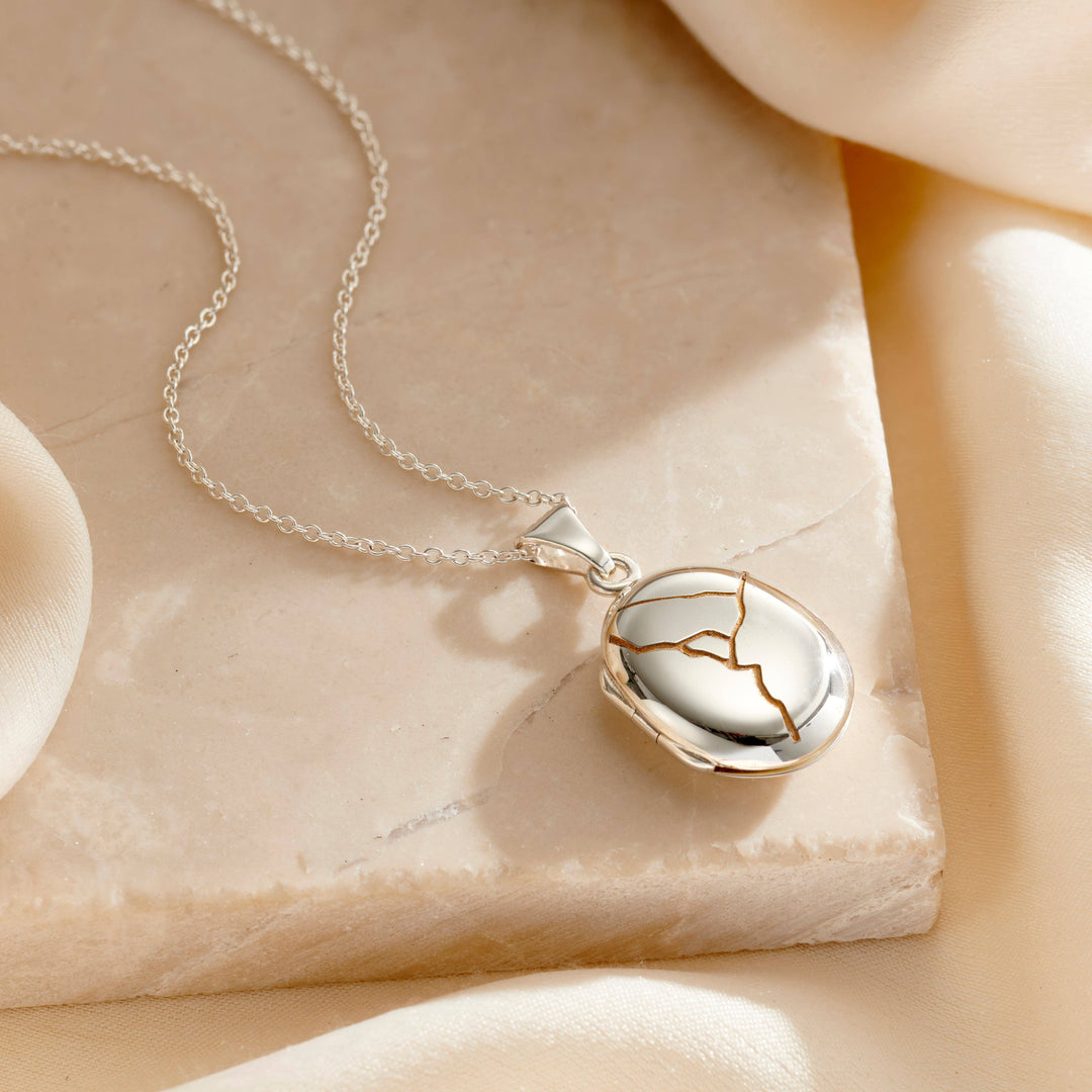 Personalised Kintsugi Oval Locket