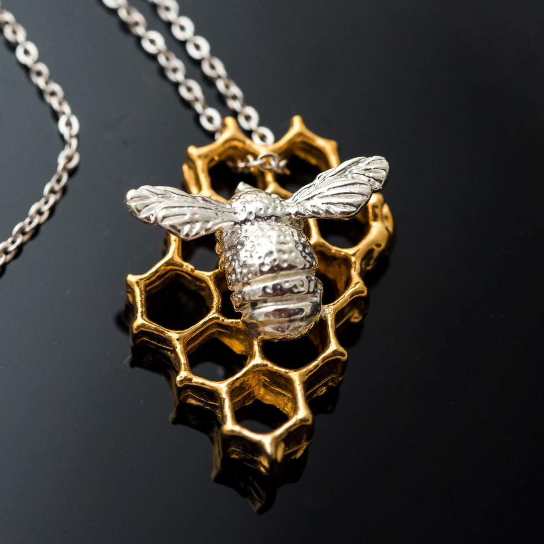 Bee and Honeycomb Pendant