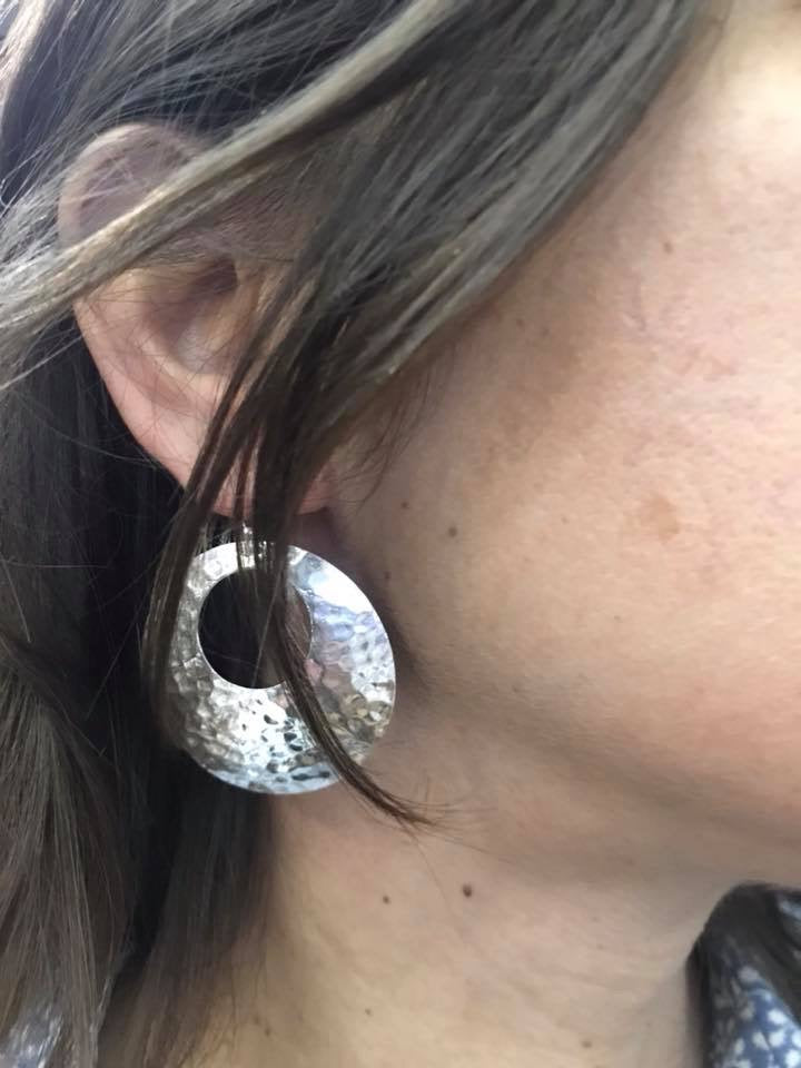 Hammered Statement Drop Earrings